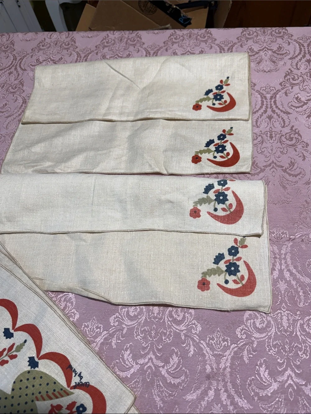 Vintage placemats rare Robert Darr Wert By Hand ~ Eagle ~ Americana 1960's linen